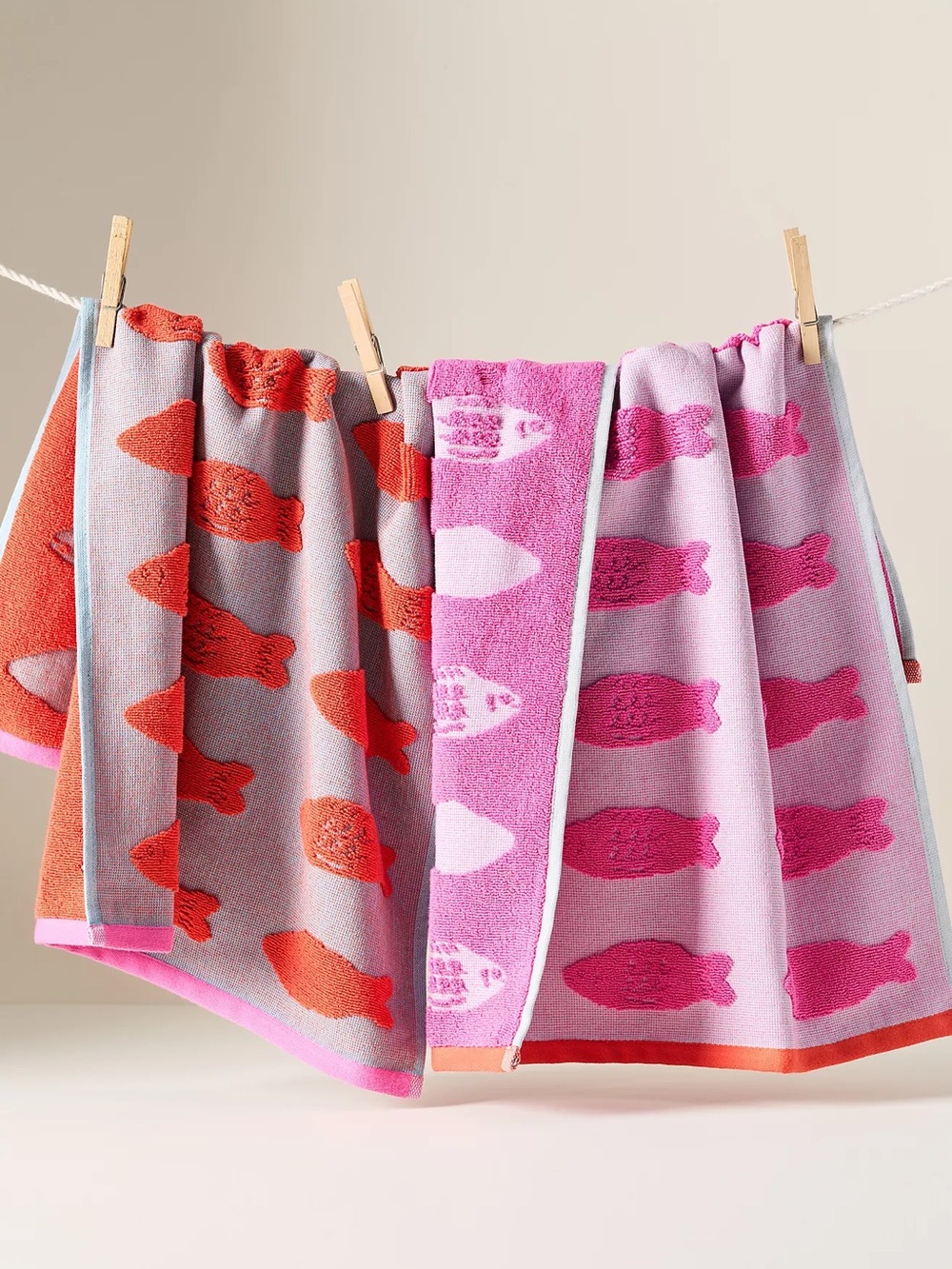 Anthropologie Gummy Fish Dish Towel, Set of 2 New